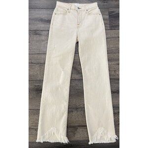 Jonathan Simkhai Jeans Straight Fringe Raw Hem Cream Size 24